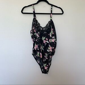 Vintage Eve Stillman Sheer Lace Floral Stripe Print Bodysuit